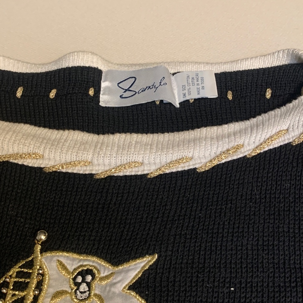 Sandylo Vintage  Nautical Sweater with Embellised Ship Design - Picture 10 of 11
